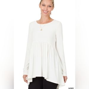 White Empire Waist Maternity Top Pinkblush NWT Long Sleeve